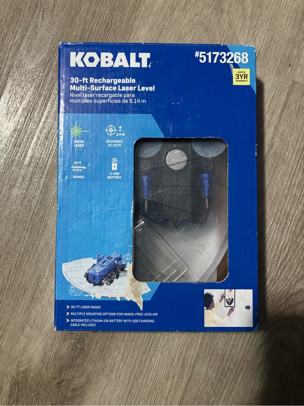 Kobalt 30-ft Rechargeable Green Laser Level Multi-Surface 5173268 USB-C Kit